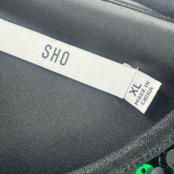 Sho by Tadashi Shoji Iridescent Green Sequin Cutout Dress Size XL NWT - Picture 8 of 9